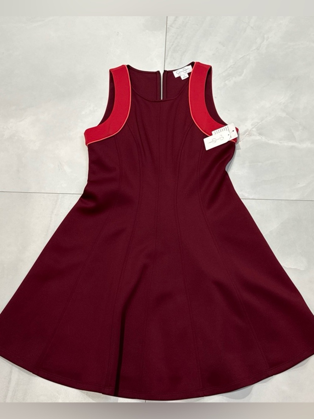 Jessica Simpson Burgundy Tank Dress with Red Trim